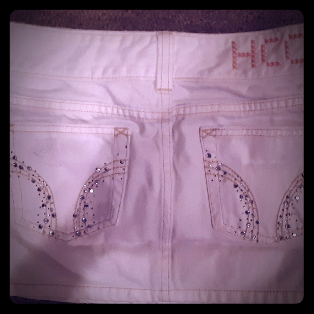 White Hollister mini skirt with diamonds